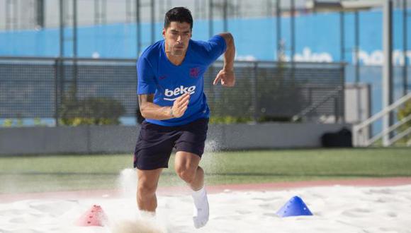 Luis Suárez hace sus primeros trabajos para la nueva temporada en el FC Barcelona. (Foto: FC Barcelona)