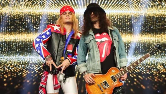 Imitadores de Axl Rose y Slash abandonaron "Yo Soy Perú: Grandes Batallas internacional" por problemas personales. (Foto: @rayoenlabotella)