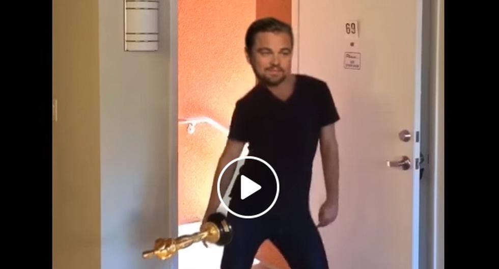 Leonardo DiCaprio se ha convertido en tendencia mundial luego de llegar bailando a su casa con el Premio Oscar. (Foto: captura)