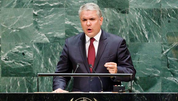 El presidente Iván Duque llevó a la ONU un informe para probar que guerrilleros colombianos operan en Venezuela. (EFE).