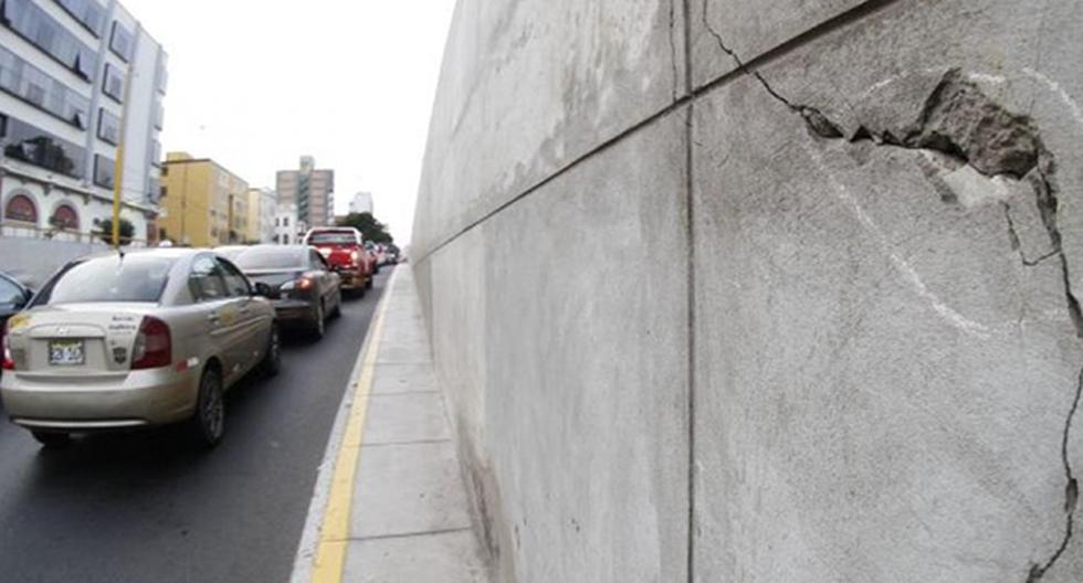 By pass de la avenida 28 de Julio presenta rajaduras a menos de 2 años de su construcción. (Foto: El Comercio)