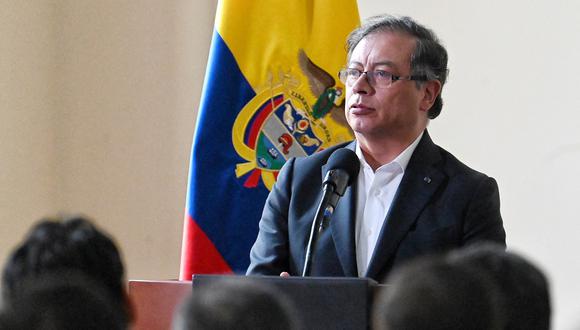 El presidente de Colombia, Gustavo Petro, habla durante la presentación de un proyecto de ley de reforma de pensiones en el Congreso en Bogotá el 22 de marzo de 2023. (Foto de Juan Barreto / AFP)
