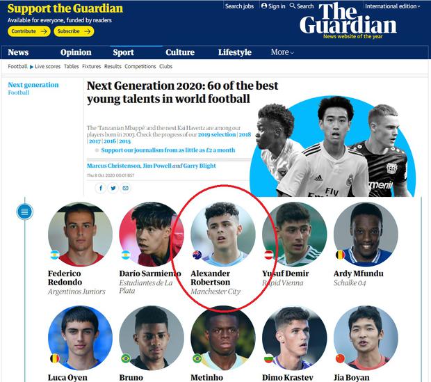 Informe del diario 'The Guardian' sobre las jóvenes promesas del fútbol mundial.