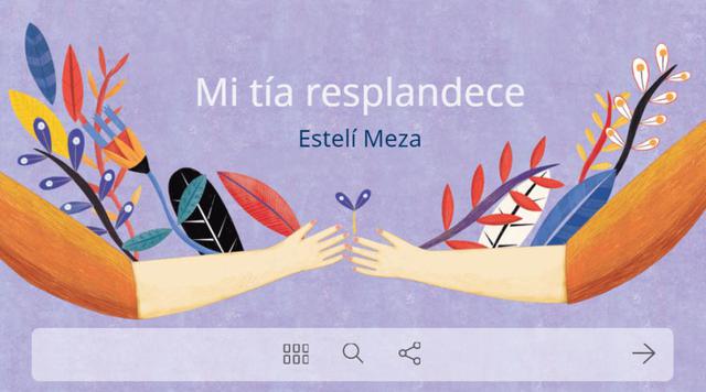 Mi tía resplandece, la ilustración de Estelí Meza cuenta la historia de una mujer que sufre de cáncer pero que a pesar de ello no pierde su fortaleza hasta que su rostro vuleve a resplandecer. (Foto: Captura)