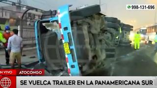 Panamericana Sur: tráiler sufre despiste cerca al puente Atocongo y provoca congestión vehicular | VIDEO