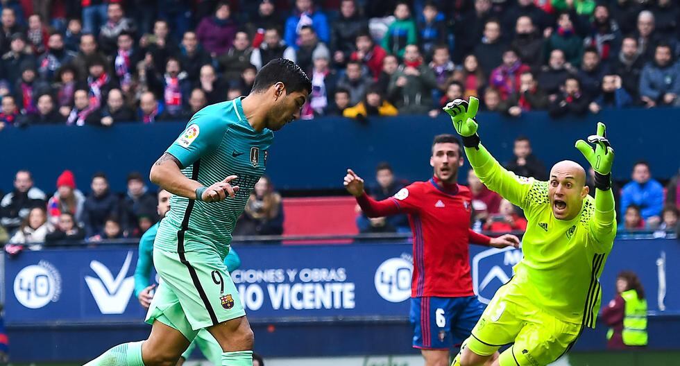 El uruguayo Luis Suárez se encargó de anotar el primero del Barcelona vs Osasuna. (Foto: Getty Images)