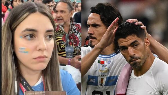 Influencer Alaska triste por la derrota de Uruguay ante Portugal. (Foto: @alaskkag/AFP).