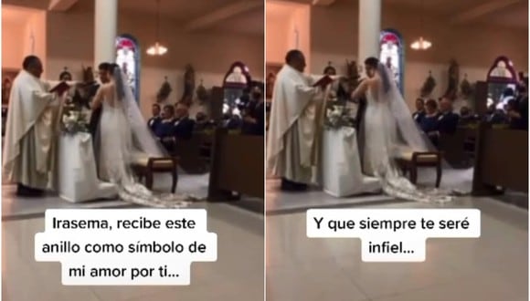 "Siempre te seré infiel": se equivoca en el altar durante su boda y su error se vuelve viral. (Foto: @lulycantu / TikTok)