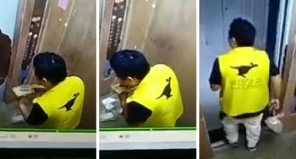 Un repartidor de comida, en China, generó asco en muchos usuarios de YouTube y Pear Video. (Captura)