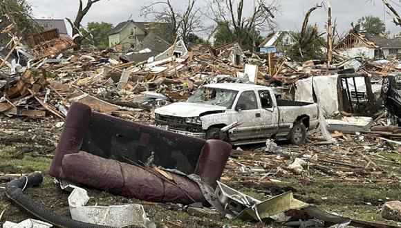 Daños después de que un tornado atravesó Greenfield, Iowa, el 21 de mayo de 2024. (Foto de Hannah Fingerhut / AP)