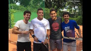 Ronaldo jugó tenis con Nicolás Almagro en Sao Paulo