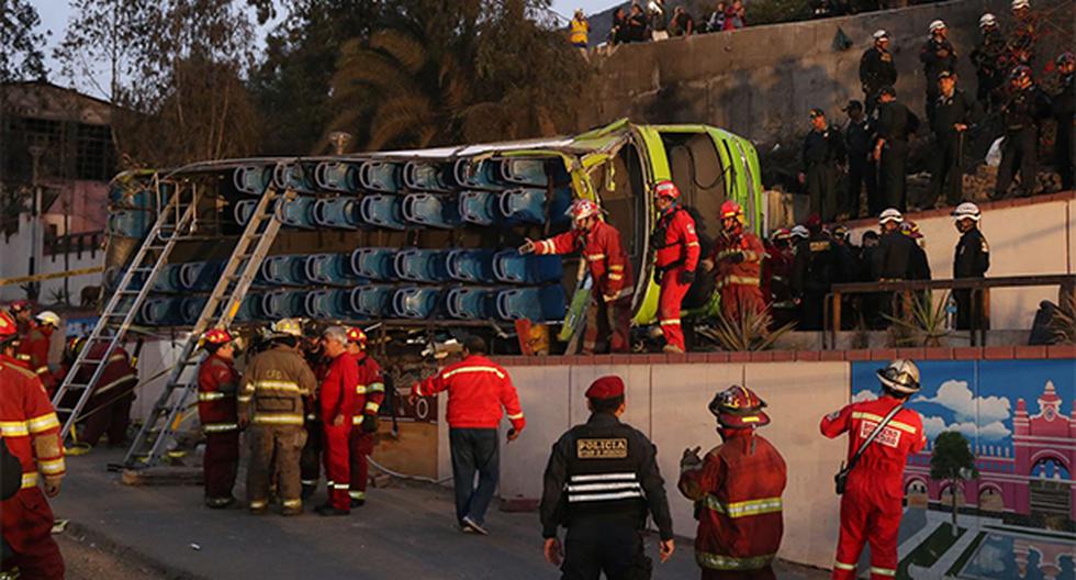 Cerro San Cristóbal. Sube a 10 el número de muertos por despiste de bus turístico la tarde del domingo. (Foto: Agencia Andina)