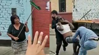 Abuela agredió a escobazos a policías para evitar que se lleven a su nieto detenido por robo de un celular | VIDEO 
