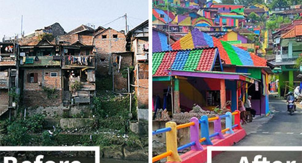 El antes y después de este pueblo en Indonesia sorprendió a muchos. (Foto: @anomharya / @arieprakhman / Instagram)