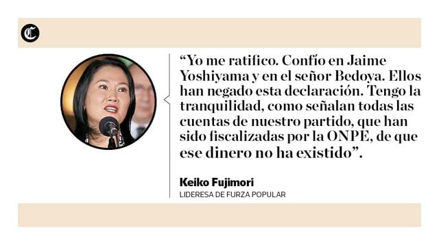 La lideresa de Fuerza Popular, Keiko Fujimori, respaldó a Jaime Yoshiyama y Augusto Bedoya. Tambieón confirmó el distanciamiento con su hermano Kenji Fujimori y el pedido para que el presidente PPK renuncie para evitar la vacancia. (Composición: El Comercio)