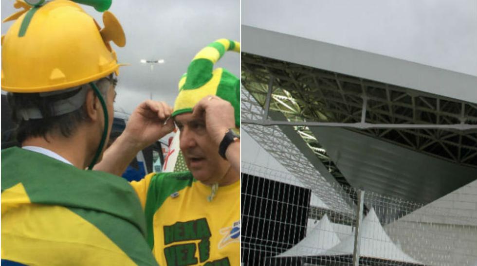 El Arena do Corinthians no llegar&aacute; al cien por ciento para el Brasil vs. Croacia pero los hinchas igual hacen la fiesta. (Foto: Pedro Canelo, enviado especial de El Comercio a Brasil)