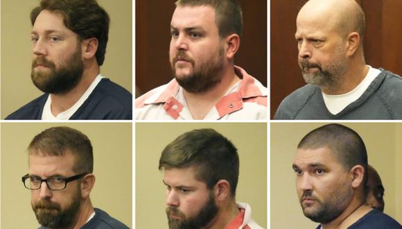 Seis exagentes de la policía de Braxton, condenados por torturar a dos afroamericanos en Misisipi, Estados Unidos. (Fotos de AP)