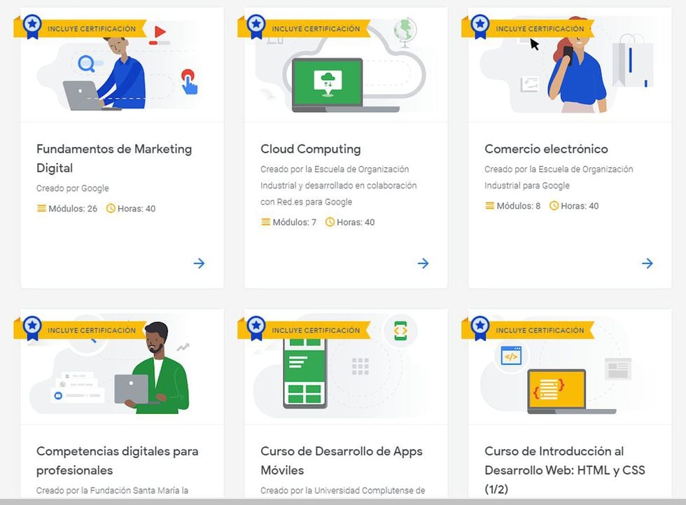 Puedes encontrar muchos cursos online en Google, todos gratuitos y con entrega de certificado (Foto: Google)