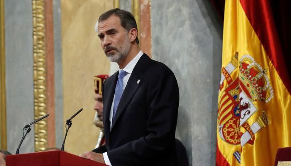 El Rey Felipe VI durante su discurso en el hemiciclo del Congreso de los Diputados, en el que se celebra la conmemoración del 40 aniversario de la Constitución. (Foto: EFE)