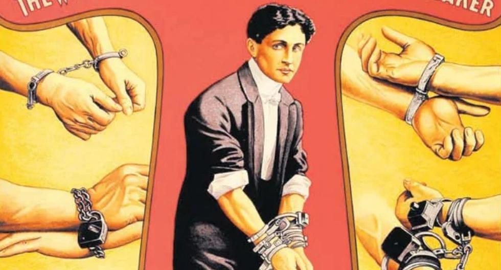 Detalle de un cartel estadounidense de 1906 presentaba a Harry Houdini como “la sensación europea”. “Nada en el mundo puede aprisionarlo”, anuncia.
