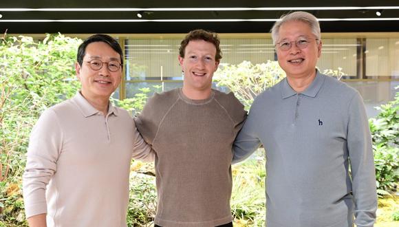 Encuentro entre el CEO de LG, William Cho, el Presidente de Home Entertainment Company, Park Hyoung-sei, y el director ejecutivo de Meta, Mark Zuckerberg.