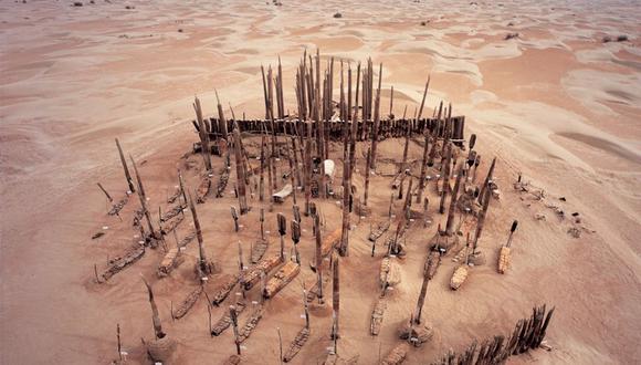 Imagen aérea del cementerio de Xiaohe. (EFE/Wenying Li, Instituto de Reliquias Culturales y Arqueología de Xinjiang)