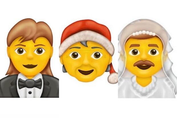 El emoji del Papa Noel sin género definido y el hombre vestido de novia, entre otros, llegan a WhatsApp el 2020. (Foto: Emojipedia)