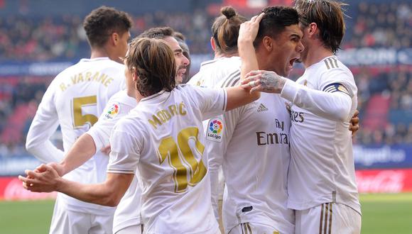 Real Madrid venció a Osasuna en el estadio El Sadar de Pamplona por la jornada 23 de LaLiga Santander. | Foto:  ANDER GILLENEA/AFP