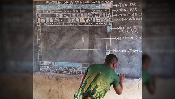 Un profesor en Ghana enseña en estas precarias condiciones un curso de tecnologías de información y comunicación. Su caso se ha hecho viral en Facebook y ha generado reacciones importantes.