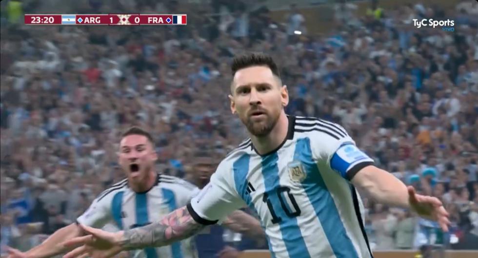 Lionel Messi marca el primer gol de la Copa del Mundo en el estadio Lusail. Míralo aquí. (Foto: Captura TV Pública)