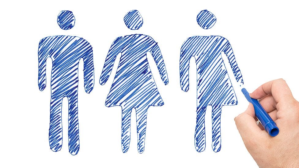 Figures of a man, a woman and a non-binary gender person.  (GETTY IMAGES).