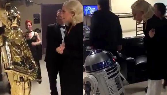 Lady Gaga conoció a R2-D2 y a C-3PO en los Oscar 2016 [VIDEO]