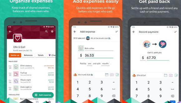 Splitwise, la app que te ayuda a pagar todas tus cuentas. (Foto: Splitwise)