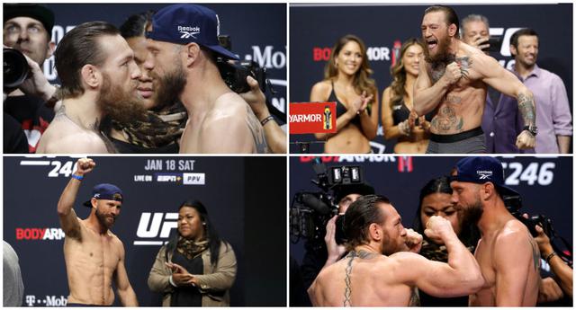 Conor McGregor vs. Donald Cerrone: empujones, insultos y amenazas en el pesaje final previo al duelo de la UFC en Las Vegas. (Foto: AFP)