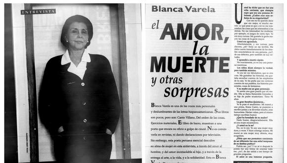 Mario Campos entrevistó a Blanca Varela en la edición de Somos del 21 de setiembre de 1996. La entrevista completa puede leerse en el libro ‘Entrevistas a Blanca Varela’.