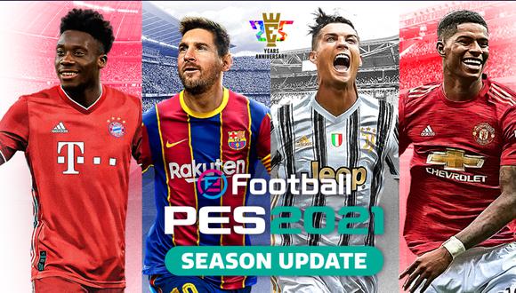 Cristiano Ronaldo, Lionel Messi, Alphonso Davies y Marcus Rashford estarán en la portada de PES 2021. (Difusión)