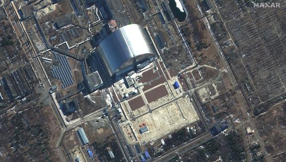 Esta imagen de satélite Maxar tomada el 10 de marzo de 2022 muestra la planta de energía nuclear de Chernobyl en Pripyat, Ucrania. (AFP).
