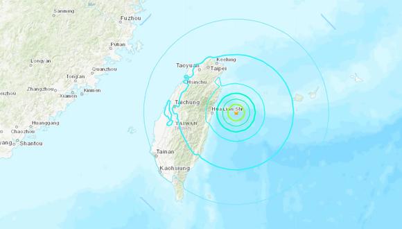 Terremoto de magnitud 6 golpea la costa de Taiwán. (USGS).