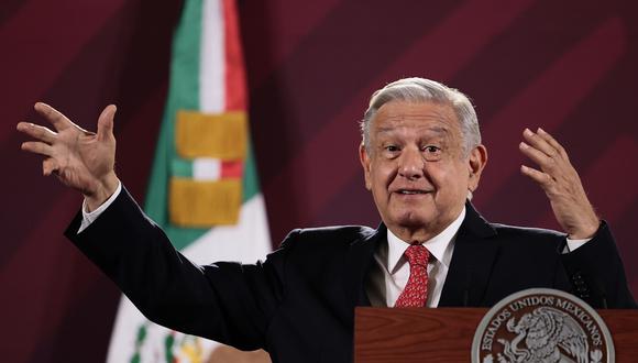 El presidente de México, Andrés Manuel López Obrador, habla durante una rueda de prensa el 28 de agosto de 2023, en el Palacio Nacional de la Ciudad de México, México. (Foto de José Méndez / EFE)