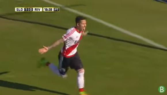 Sebastián Driussi marcó de penal el 1-1 transitorio en el River Plate vs San Lorenzo que se juega en el Nuevo Gasómetro. (YouTube)