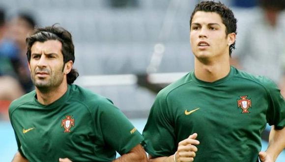 Figo y Cristiano Ronaldo jugaron juntos con la selección de Portugal. (Foto: AFP)