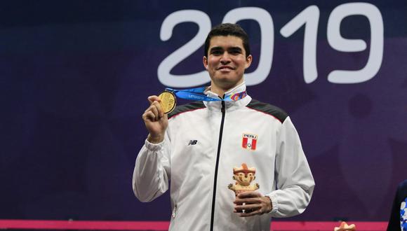 Diego Elías, ganador en squash. (Sebastian Castañeda / Lima 2019)