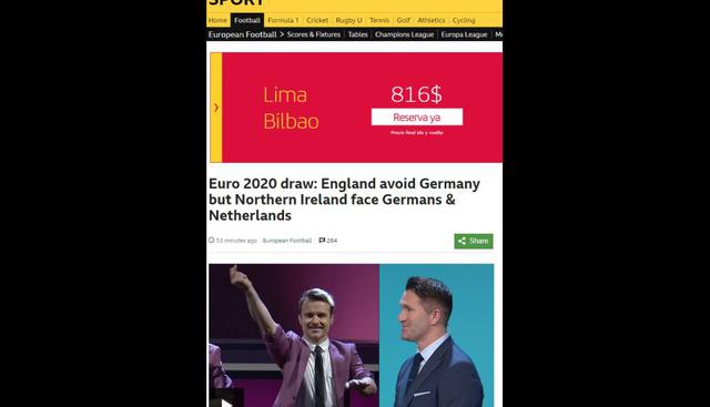 BBC Sports, Reino Unido: Alemania evita a Alemania, pero Irlanda del Note enfrenta a Alemania y Holanda.
