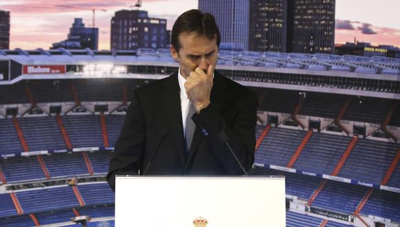 Julen Lopetegui fue presentado como técnico del club blanco tras ser despedido de España. (Foto: AP)