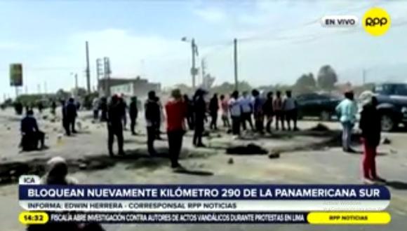 Radio Programas informó que los manifestantes volvieron a ocupar la Panamericana Sur. (Captura RPP TV)