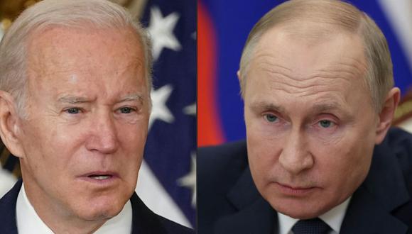 El presidente estadounidense Joe Biden y su homólogo ruso Vladimir Putin. (Foto: MANDEL NGAN y Mikhail Metzel / varias fuentes / AFP)