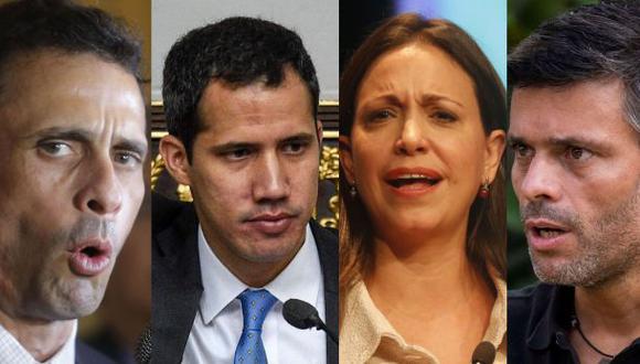 Henrique Capriles, Juan Guaidó, María Corina Machado y Leopoldo López. (Fotos: Agencias)
