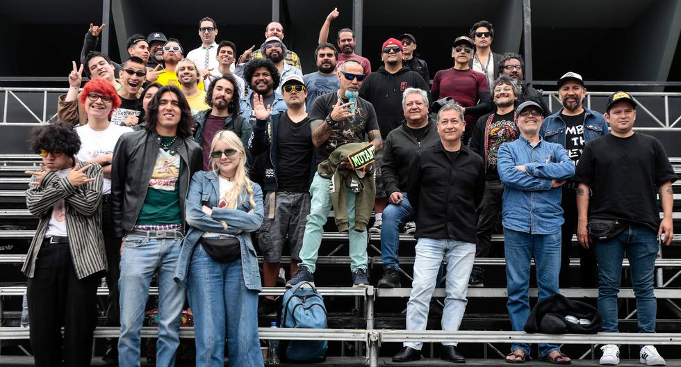 Organizadores y músicos en la conferencia de prensa del evento Rock en el Parque, que regresa a Lima tras nueve años de ausencia.
