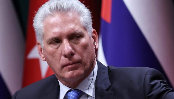 El presidente cubano, Miguel Díaz-Canel, asiste a una conferencia de prensa conjunta con el presidente turco en Ankara, el 23 de noviembre de 2022. (Foto de Adem ALTAN / AFP)