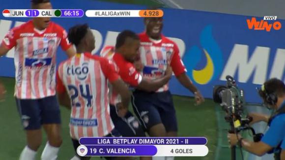 Gol de Carmelo Valencia para el 1-1 en el Junior vs. Deportivo Cali. (Video: Win Sports)
